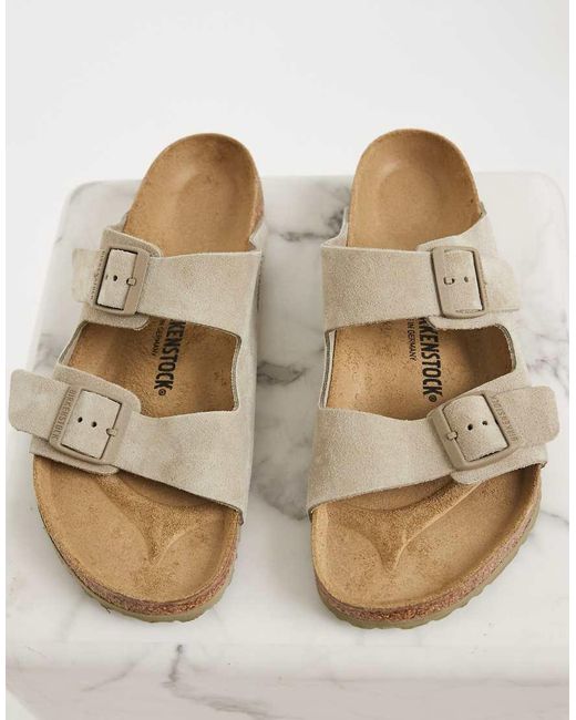 Birkenstock Natural Arizona Suede Sandals