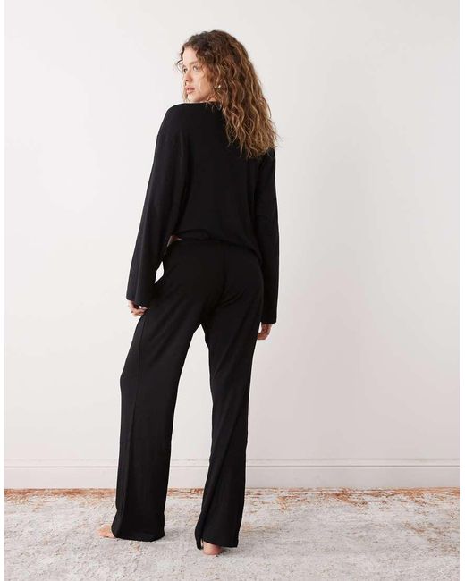 Weekday Black Co-Ord Lounge Low Rise Wide Leg Trousers