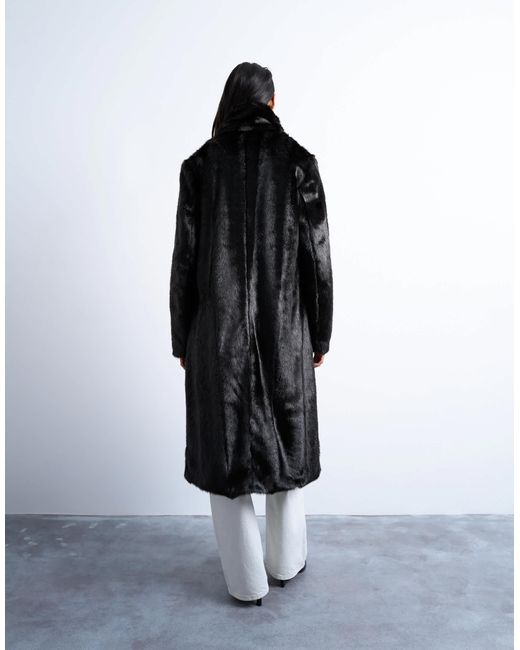TOPSHOP White Faux Fur Going Out Longline Coat