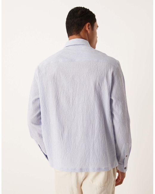 ASOS Gray Relaxed Overhead Seersucker Shirt for men