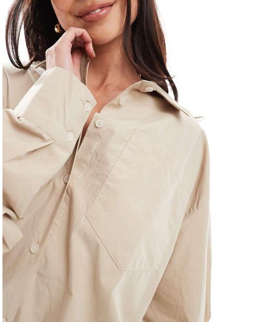 ASOS Oversized Overhemd Met Lange Pasvorm in het Natural