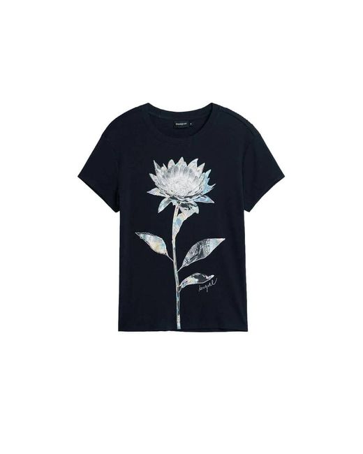 Desigual White Floral Print T-Shirt