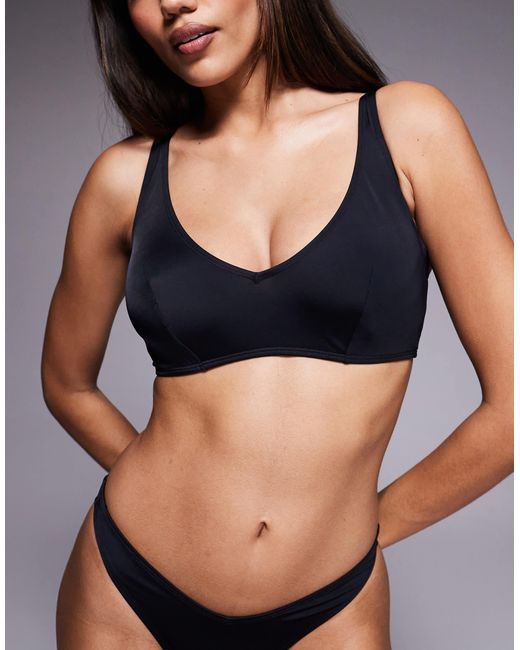 ASOS Black Fuller Bust Maya Pandara Plunge Crop Bikini Top With Hidden Underwire