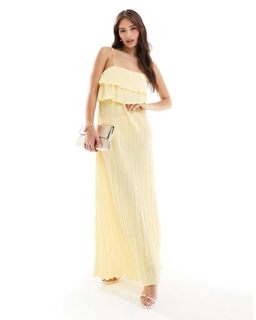 Pieces Metallic Plisse Cami Dress With Tiered Ruffle Top Detail
