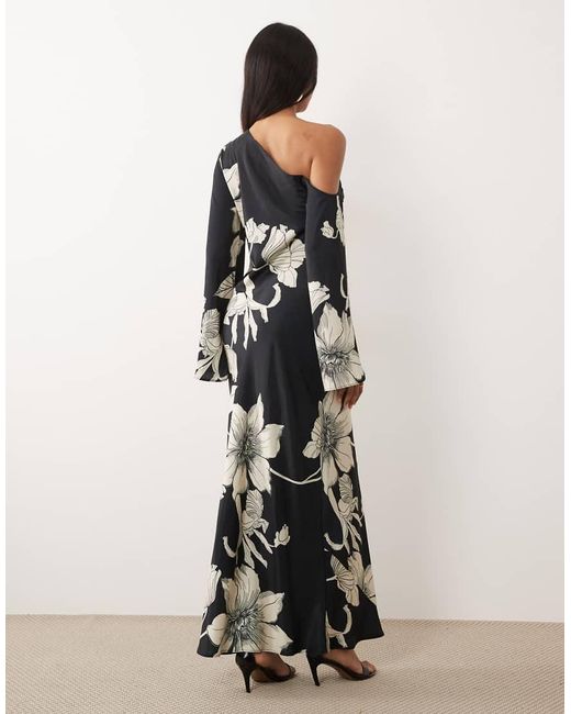 ASOS White Fallen Shoulder Long Sleeve Column Maxi Dress