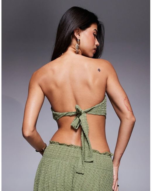 ASOS Green Abigail Crochet Halter Beach Top Co-Ord With Hardware Detail