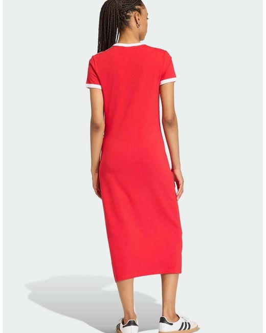 Adidas Originals Red 3 Stripes Dress (Slim)