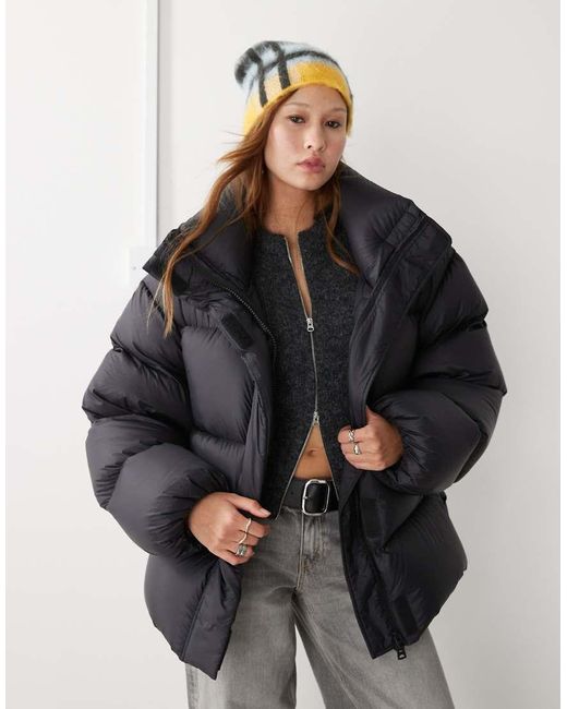 Weekday Gray Ten Oversized Down Puffer Coat