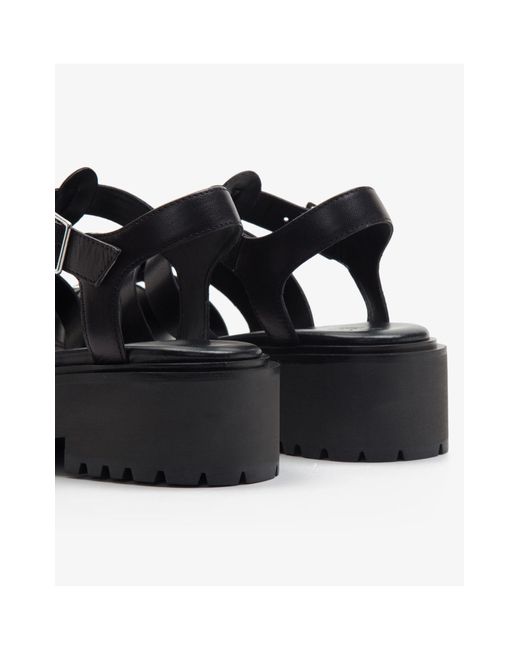 OFF THE HOOK Black Cally Single Strap Western Leather Sandals