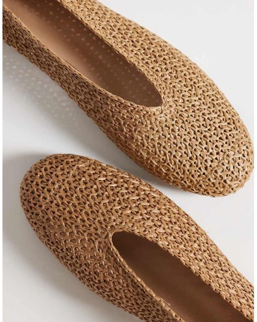 SEQWL Wide Fit White Woven Ballet Flats