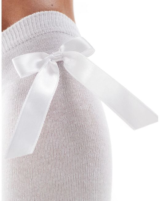 ASOS White Knee High Socks With Bow