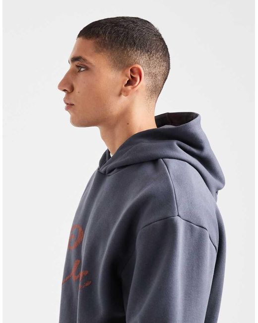 ASOS Blue Relaxed Hoodie With Crackled Print for men