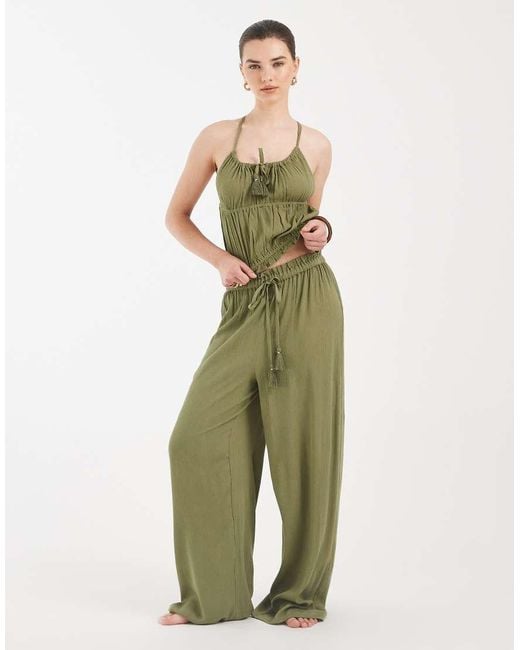Aray Green Beach Halterneck Crop Top