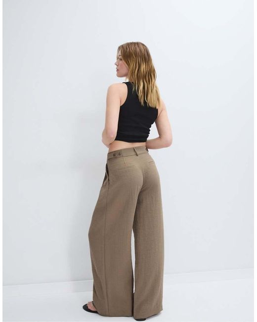 Stradivarius Brown Tall Adjustable Wide-leg Trousers