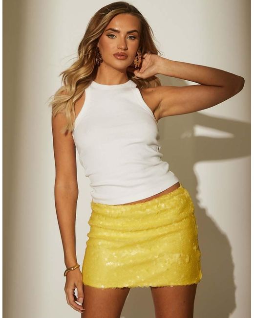 South Beach Yellow Sequin Mini Skirt