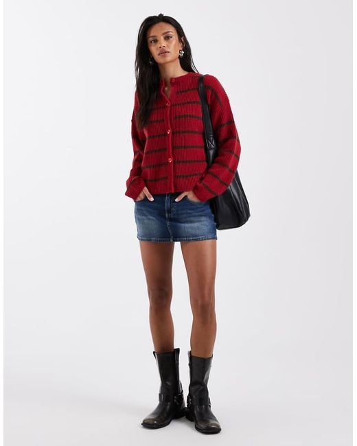 Miss Selfridge Red Striped Cardigan