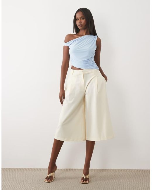 Missy Empire Blue Double Sculpted Slinky Asymmetric Off Shoulder Top