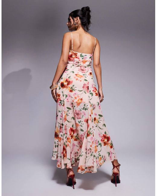 Forever New Pink – wadenlanges kleid mit riemchenträgern und blumenmuster