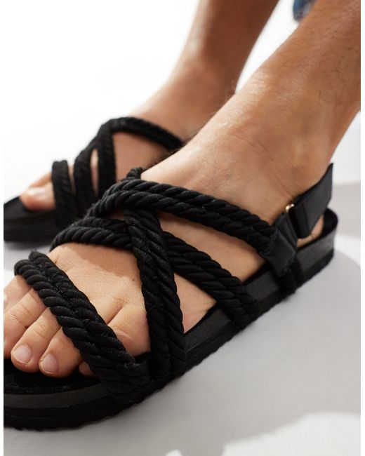 ASOS Blue Cross Strap Rope Sandals for men