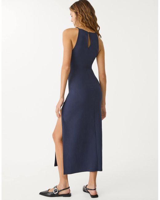 Stradivarius Blue – neckholder-midikleid