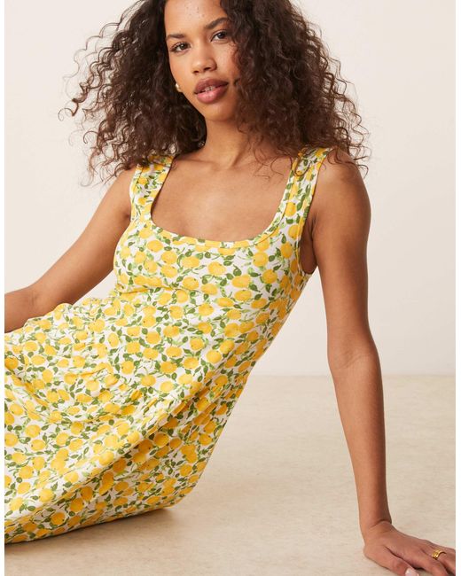 ASOS Yellow – minikleid mit u-ausschnitt und zitronenmuster