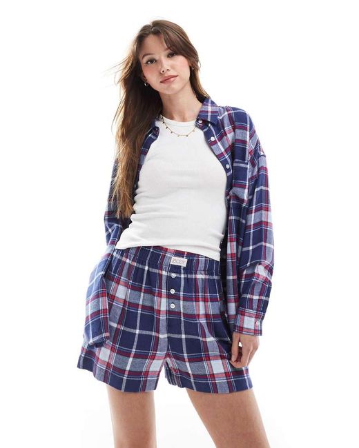 Cotton On Blue Cotton On Flannel Boyfriend Pyjama Short