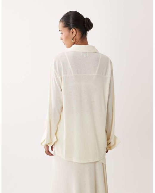 SNDY'S Natural Soft Fine Knit Semi Sheer Wide Cuff Shirt Co-ord