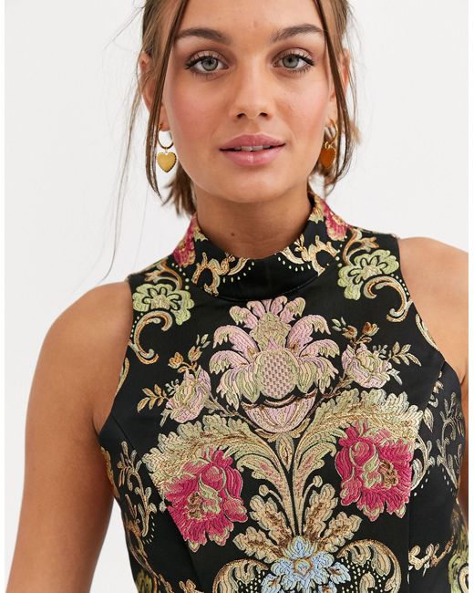 green emerald velvet dress Flare Maxi Dress Black/Gold / 2