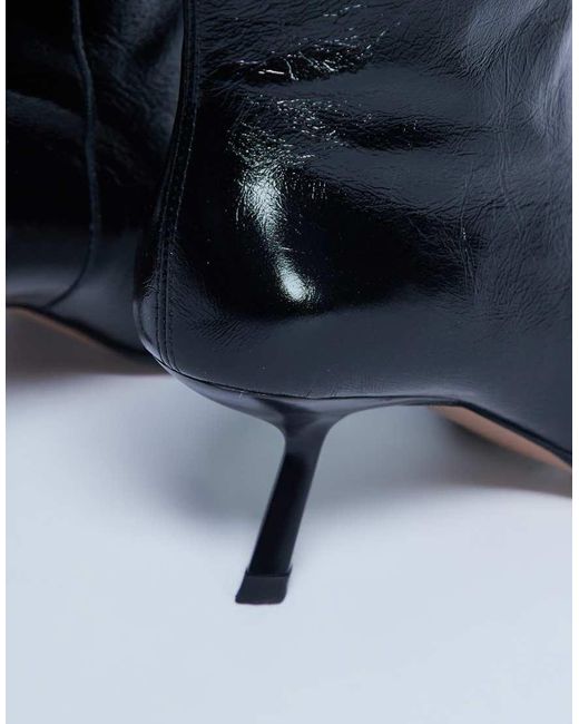 TOPSHOP Black Scarlett Premium Leather Square Toe Knee High Boot
