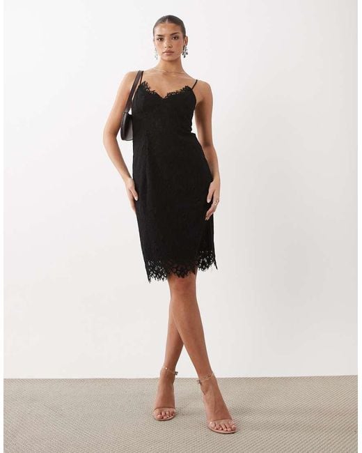 AFRM Blue Teresa Lace Cami V Neck Midi Dress
