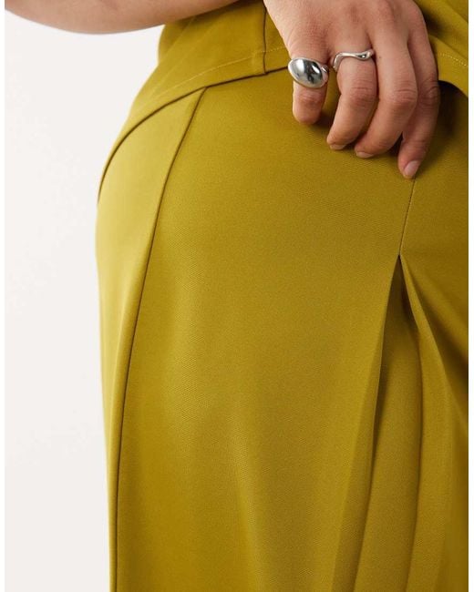 ASOS Green Asos Design Curve Co-ord Slinky Twill Tailored Slouchy Wide Leg Trouser