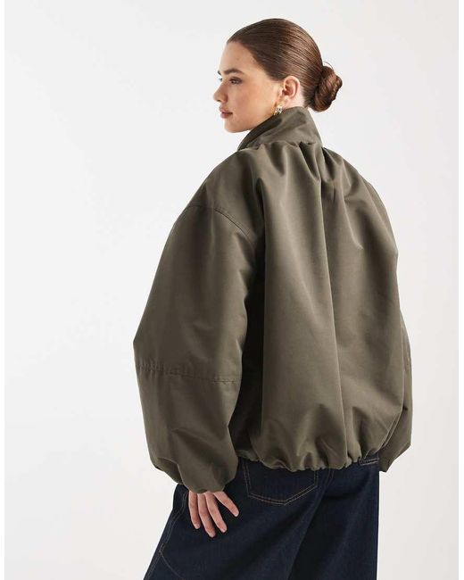 ASOS Brown Oversized Funnel Neck Bubble Hem Bomber
