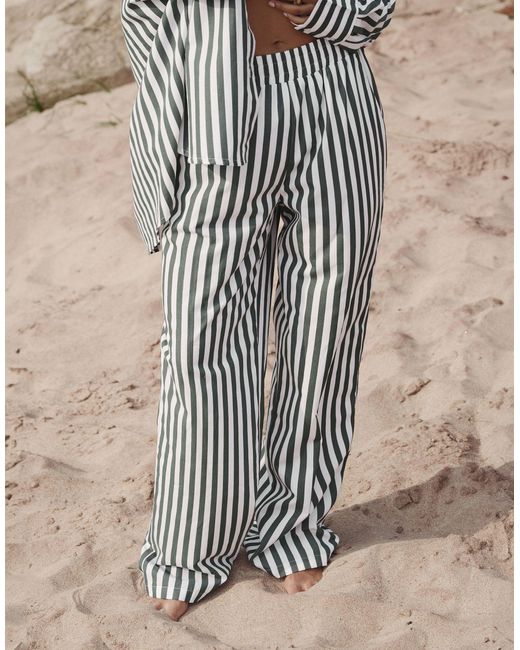 4th & Reckless Brown X Loz Vassallo Rio Oversized Stripe Linen Look Beach Pants