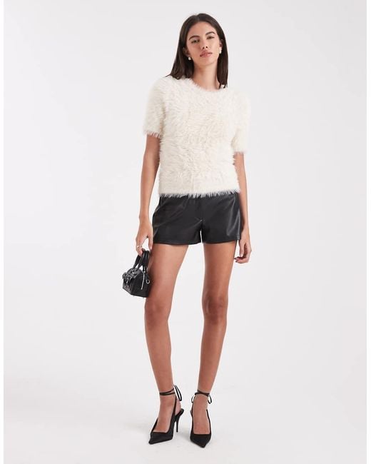 Vero Moda White Short Sleeve Fluffy Knit Jumper