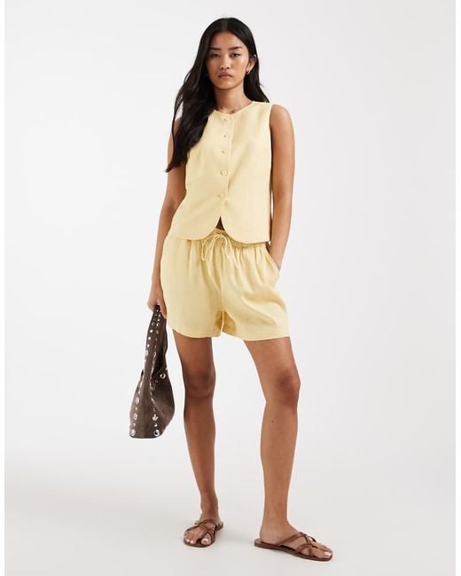 ONLY Natural Linen Blend Tailored Waistcoat Co-ord