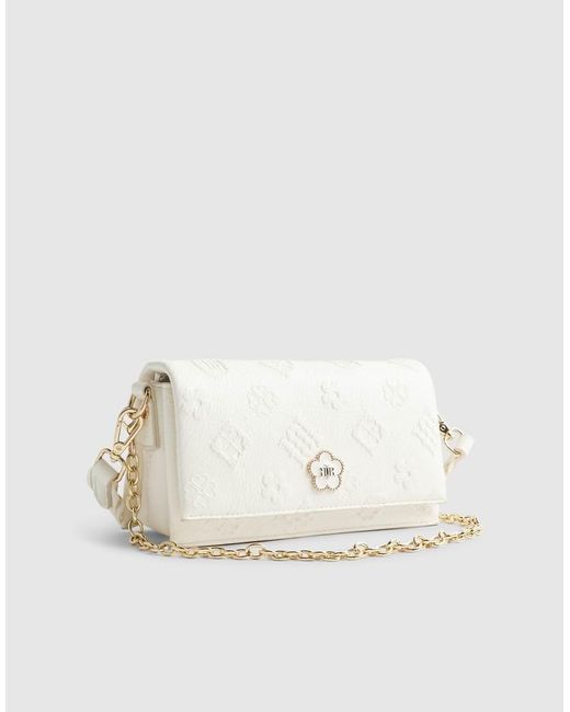 River Island Natural Embossed Monogram Cross Body Bag