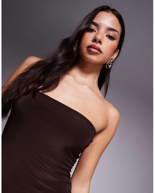 Fashionkilla Purple Exclusive Slinky Double Sculpted Bandeau Maxi Dress