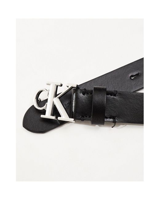 Calvin Klein Blue Logo Leather 25mm Belt