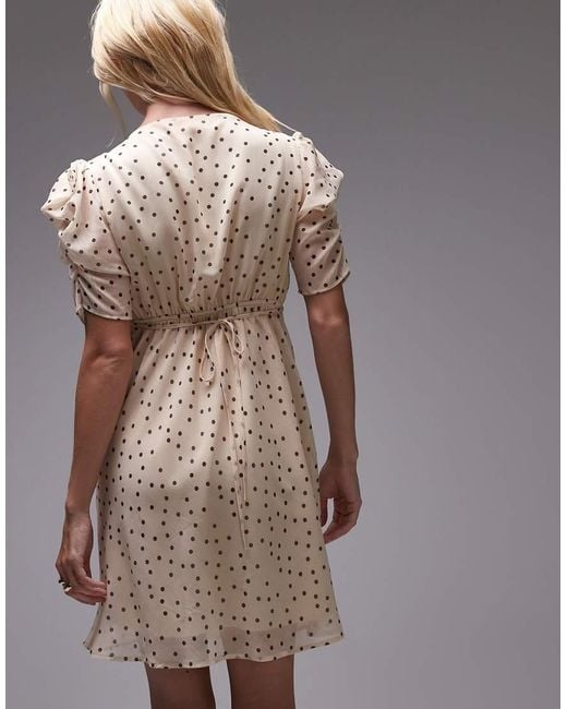 TOPSHOP Gray Pinned Sleeve Mini Tea Dress