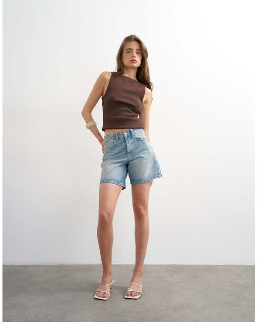TOPSHOP Blue Denim Editor Short