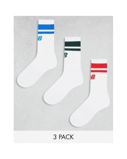 New Balance White Logo Line Crew Sock 3 Pack