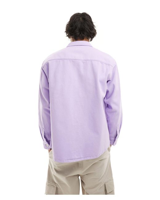 Obey – langärmliges denim-hemd in Purple für Herren