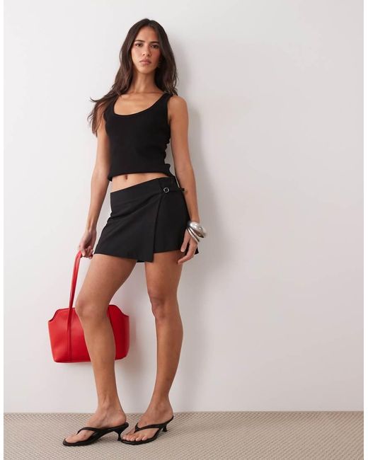 Mango Skort Met Gespdetail Mini in het Black