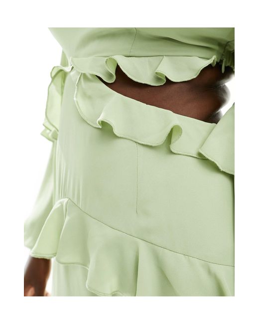 Pretty Lavish Green Cut-out Ruffle Maxi Dress