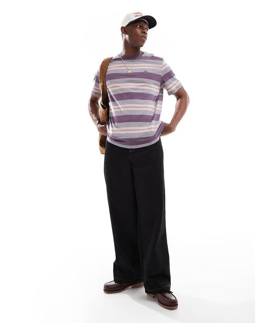 Timberland Purple Striped Short Sleeve Tee for men
