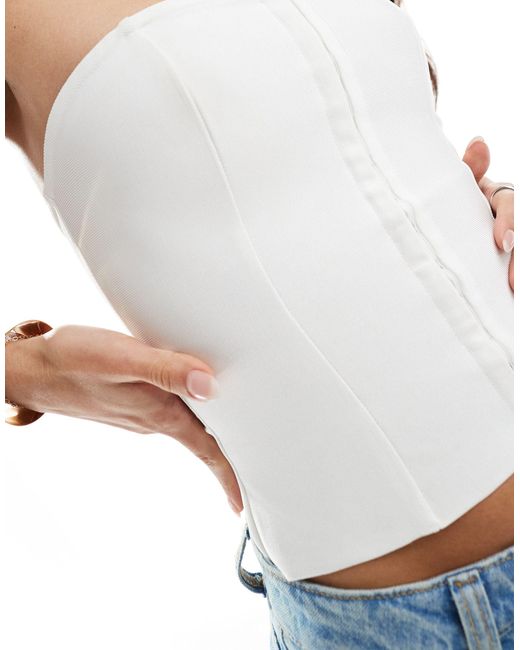 ASOS White Bandage Corset Top With Hook And Eye Fastening