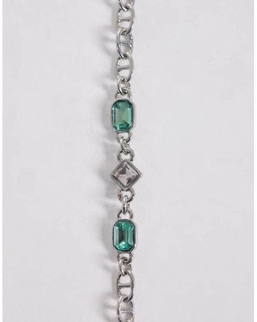 ASOS Natural Green And Crystal Stone Chain Bracelet for men