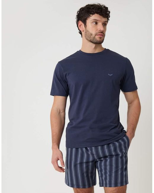 Threadbare Blue Stripe Short Pyjama Set for men