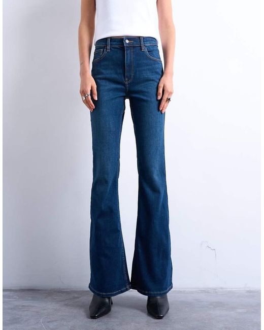 TOPSHOP Blue Jamie Flare High Rise Jeans