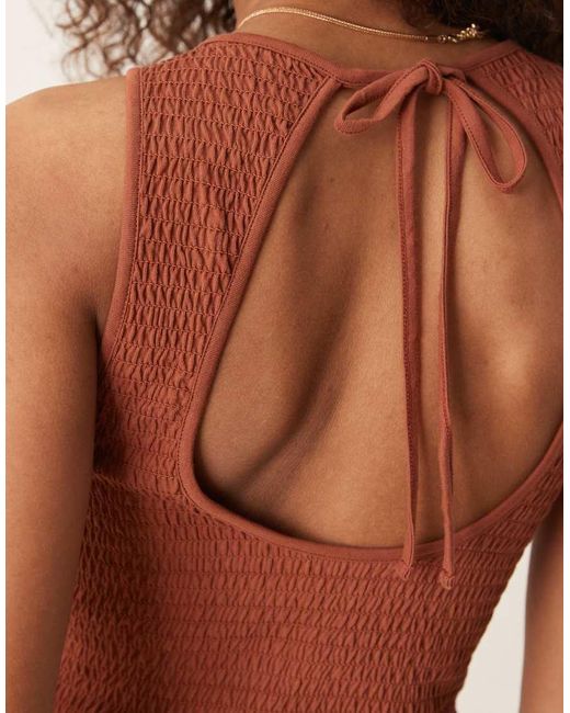 ASOS Brown Textured Shirred Tank Crop Top